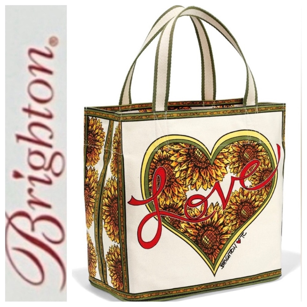 NWT BRIGHTON “Something Wonderful Is About To Happen Live Canvas Sunflower Tote